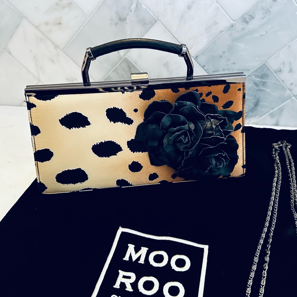 VINTAGE MOO ROO SIGNED LEOPARD OMBRÉ CLUTCH, TOP HANDLE OR CROSSBODY BAG - Picture 2 of 7